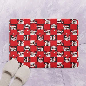 Santa Claus Looks Out Square Christmas Bath Mat