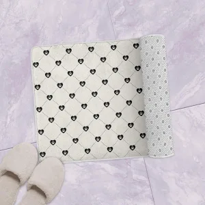 Pet Footprint Pattern Printed On Seamless Hearts Bath Mat