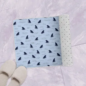 Seamless Pattern Of Hunting Shark Fins Bath Mat