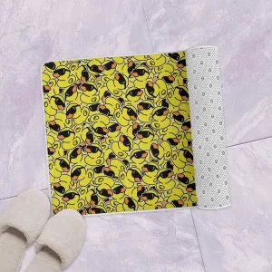 Yellow Duck Wearing Black Sunglasses Bath Mat