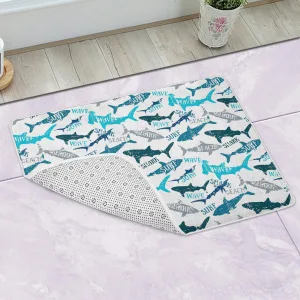 Abstract Shark Silhouette Pattern Bath Mat