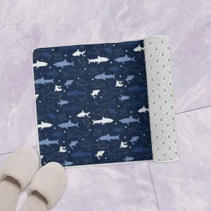 Sharks Hunting Under The Starry Night Sky Bath Mat