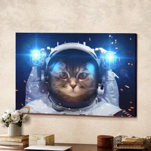 Beautiful Cat Outer Space Elements Canvas Wall Art Home Decor