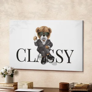 Bear Doll Suit Sitting On Classy Wall Art Canvas