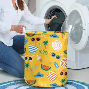 Colorful Seamless Summer Pattern Hand Drawn Laundry Basket