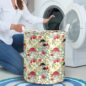 Watercolor Autumn Retro Pattern Red Berries Laundry Basket