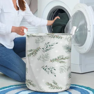 Christmas Seamless Pattern Green Pine Fir Laundry Basket