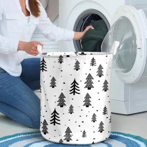 Winter Forest Scandinavian Hand Drawn Seamless Laundry Basket