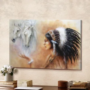 Beautiful Airbrush Painting Young Native Indian Canvas Wall Art Home Decor