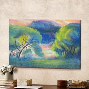 Beautiful Spring Landscape Painted Pastel Canvas Wall Art Home Decor