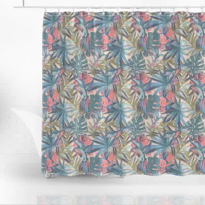 Flying Exotic Birds Palm Monstera Leave Shower Curtain