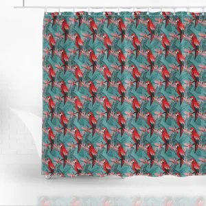 Beautiful Watercolor Seamless Pattern Macaw Parrot Shower Curtain