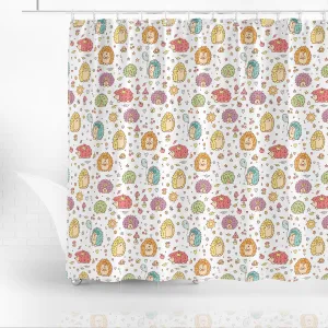 Colorful Hedgehogs Seamless Pattern Shower Curtain