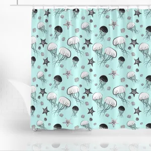 Seamless Pattern With Jellyfish, Starfish And Shell Shower Curtain