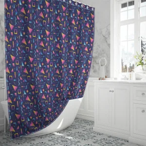 Seamless Abstract Pattern Pixel Game Style Shower Curtain