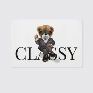 Bear Doll Leaning Against Relax Slogan Canvas Wall Art Home Decor