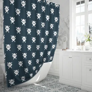 Pixel Skull Seamless Vector Pattern Shower Curtain