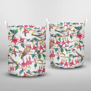 Handdrawn Watercolor Seamless Floral Pattern Colorful Laundry Basket