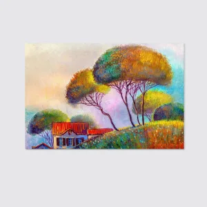 Beautiful Country House Summer Warm Landscape Canvas Wall Art Home Decor