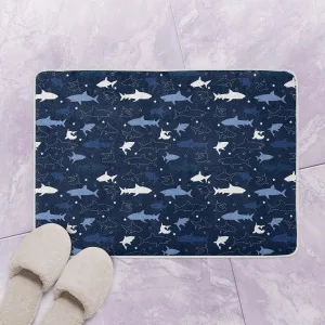 Sharks Hunting Under The Starry Night Sky Bath Mat