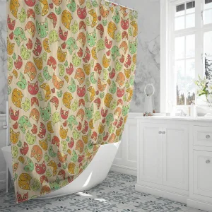 Colorful Hedgehogs Seamless Pattern Shower Curtain