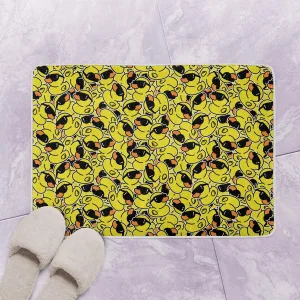 Yellow Duck Wearing Black Sunglasses Bath Mat