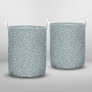 Seamless Winter Pattern Pine Cones Branches Laundry Basket