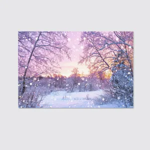 Beautiful Winter Landscape With Forest, Trees And Sunrise Canvas