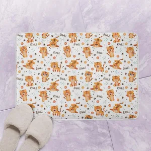 Cute Tiger, Muzzles Tiger Cub With Brown Stripes Bath Mat