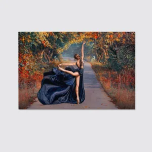 Beautiful Fantasy Woman Ballerina Dancing Black Canvas Wall Art Home Decor