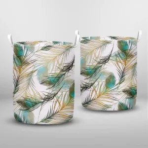 Seamless Pattern Feathers Watercolor Style Laundry Basket