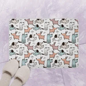 Childish Seamless Pattern Hand Drawn Dogs Bath Mat