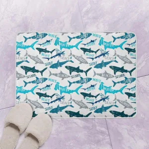 Abstract Shark Silhouette Pattern Bath Mat