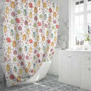 Colorful Hedgehogs Seamless Pattern Shower Curtain