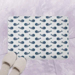 Happy Pink-Cheeked Dolphins In The Polka Dot Sea Bath Mat