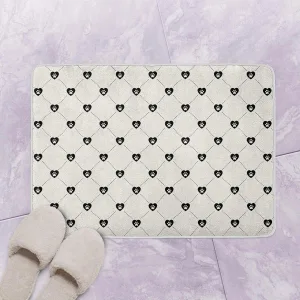 Pet Footprint Pattern Printed On Seamless Hearts Bath Mat