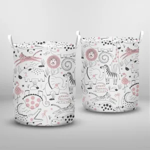 Colorful Seamless Summer Pattern Hand Drawn Laundry Basket