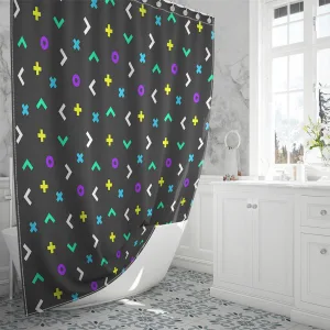 Gaming Elements Dark Pattern Design Including Shower Curtain