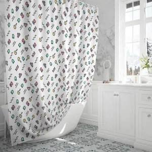 Vector Hipster Abstract Geometric Pattern Memphi Shower Curtain