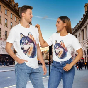 Husky Watercolor Art T-Shirt