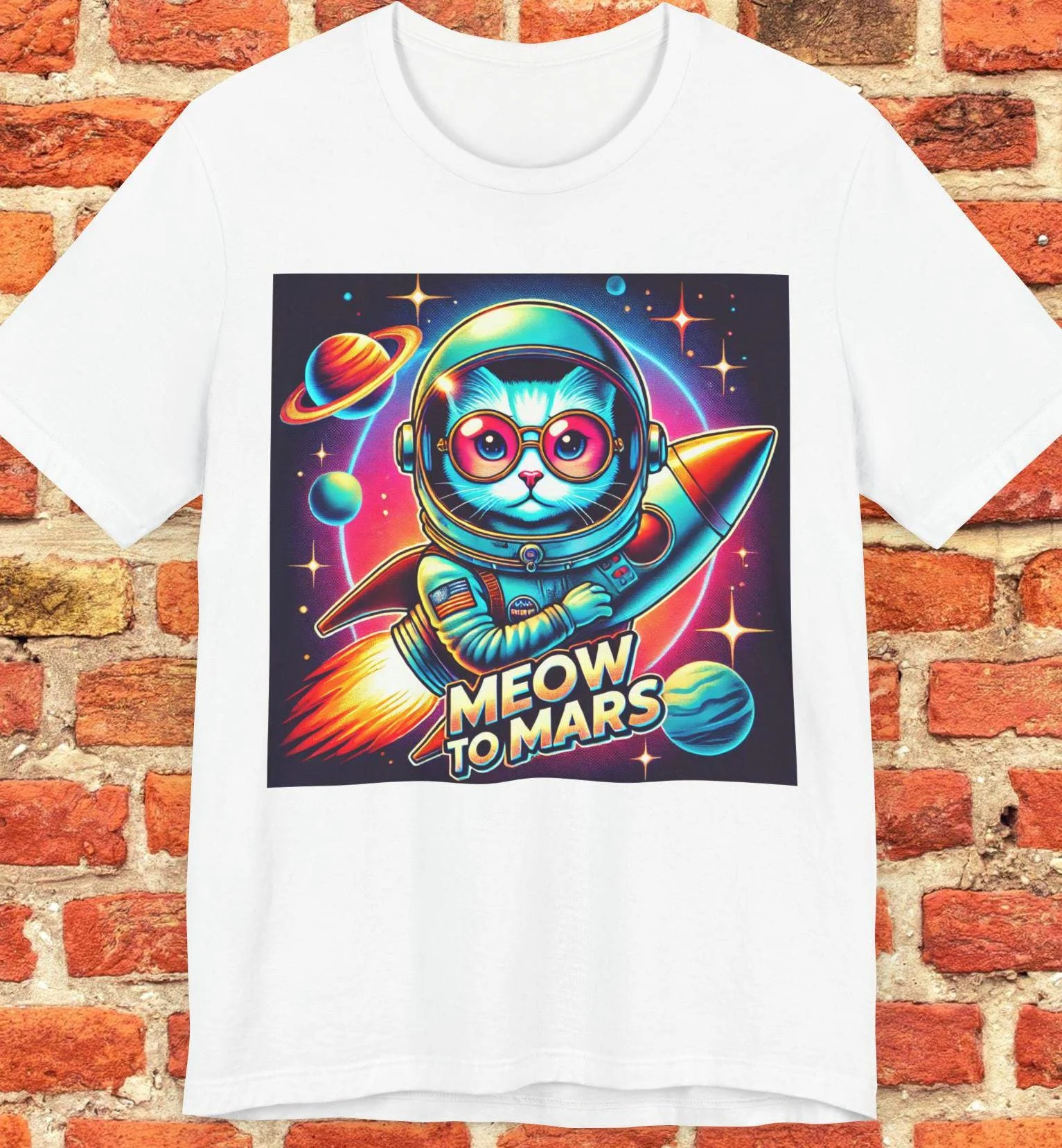 Space Cat Cartoon T-Shirt